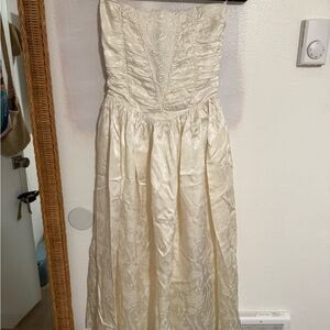 Gunne Sax Cream Satin Dress